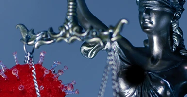 Abbildung Justitia für Rechtsfragen zur Corona-Krise